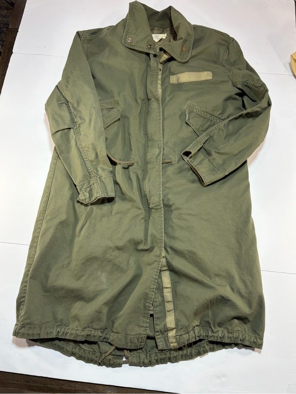 H&M LOGG Quilted Lined Olive Green M-65 Fishtail Parka Jacket Size 10 M